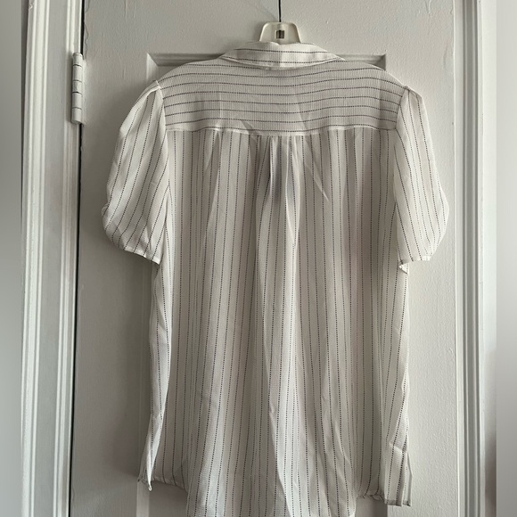 Adrianna Papell off white button down blouse w/ black dotted stripes. Brand new. - Picture 2 of 3